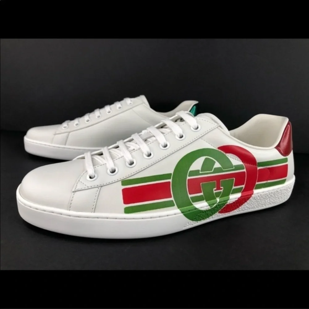 Gucci Ace Interlocking G Logo GG Leather Sneakers Size 35 - Picture 14 of 14